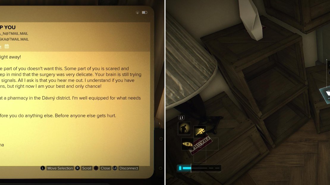 Hack Daria’s computer to find an interesting bit of correspondance… (left) before you leave, be sure to grab the new eBook in her apartment (right).