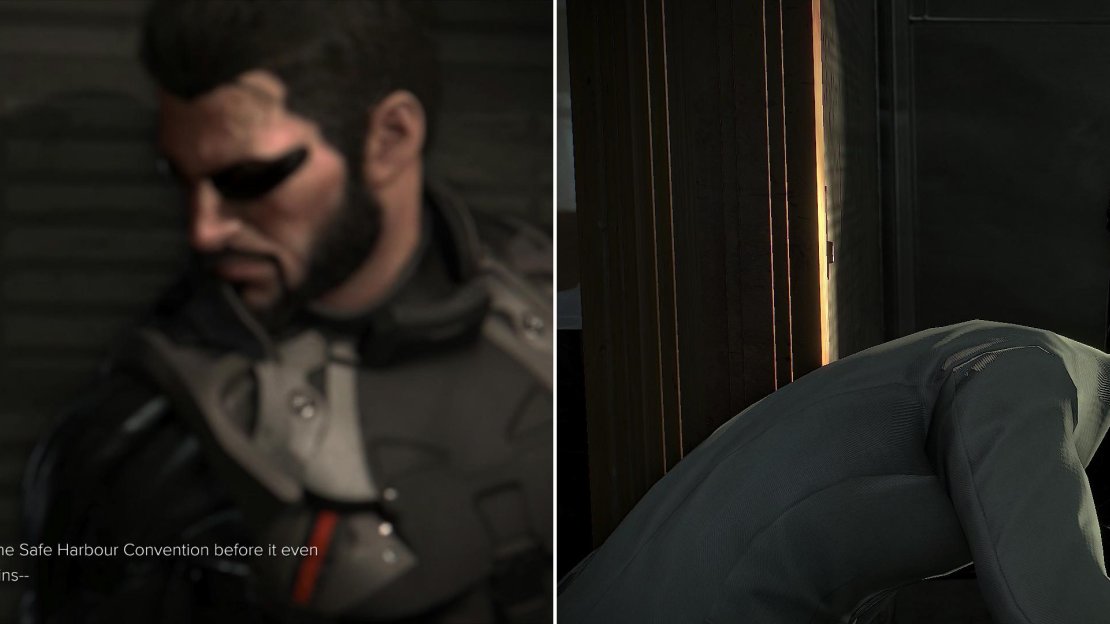 Lucky boy that he is, Adam just so happens to overhear the Dvali discussing their scheme (left). Smack Radich Nikoladze around so you can loot his office in peace (right).