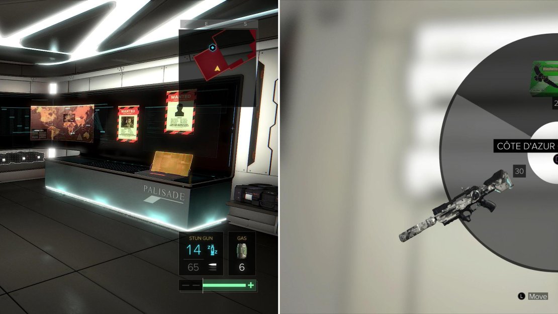 Behold, the Tarvos Security vault (left), inside of which you’ll find various goodies including the Cote d’Azur Combat Rifle (right).