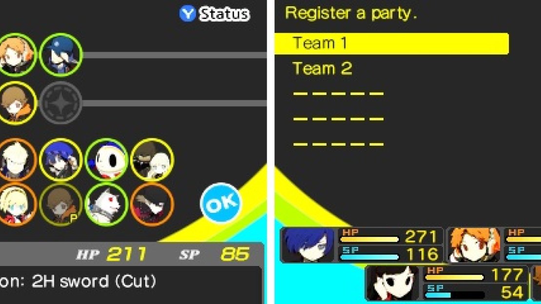 Who you want to include in your party is entirely up to you! You can also register a party so you can quickly switch between characters (right).