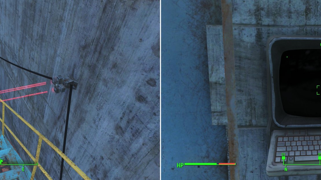 Trip the Laser Tripwires in the correct order to find Marowski’s Chem Lab (left) or use the password you got from Trish (right).