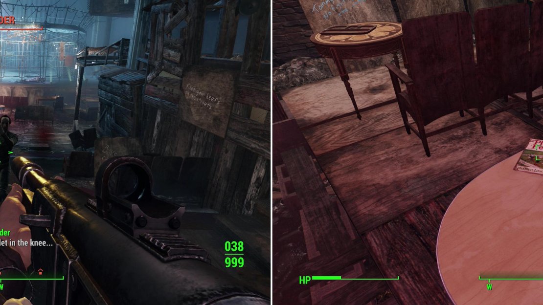 Kill the Raiders inside the Combat Zone and make the area live up to its name (left) then search around for an issue of Picket Fences (right).