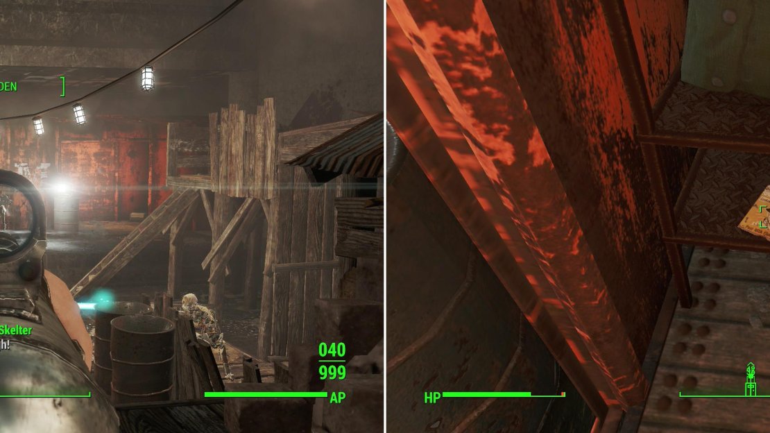 At the bottom of Malden Center Station the strongest Synths square off with the leader of the Raiders (left). After the fighting is over, search a boxcar to find an issue of Tumblers Today (right).