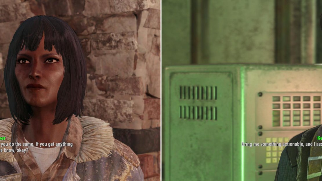 Tell the Railroad (left) or the Brotherhood of Steel (right) about the supposed Synth colony up north, and they’ll respond as their ideology demands.