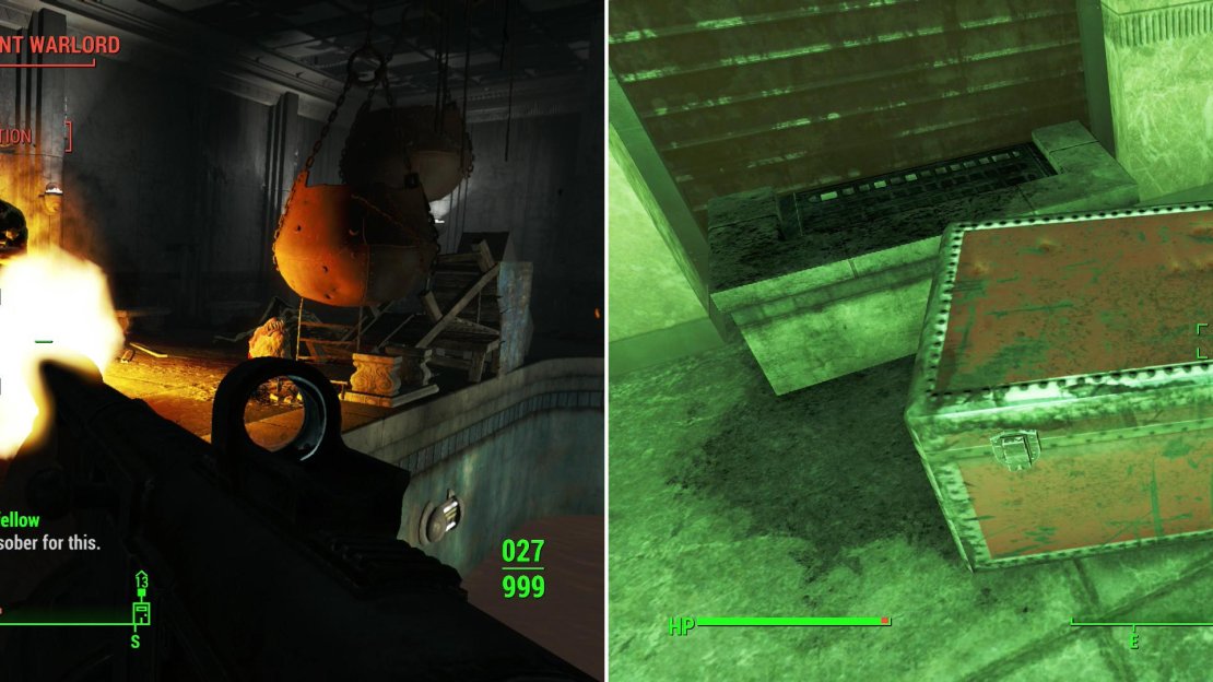 The Aldersea Day Spa is crawling with Super Mutants (left), but exterminating them could prove to be quite lucrative (right).