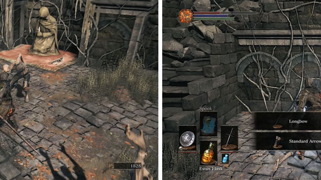 Focus on the praying enemy next to the crossbowman first, since it can transform, and then collect the Longbow.