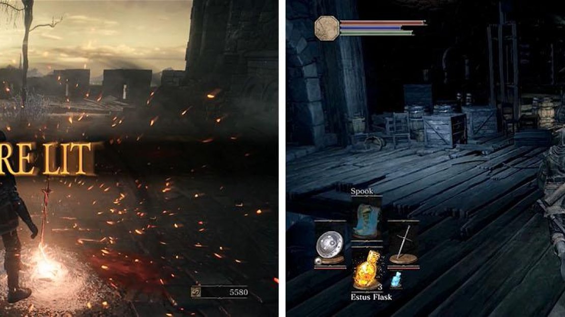 Light the bonfire and head downstairs to defeat more assassins in the shadows.