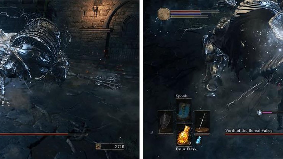 Vordt’s Stage 1 attacks can easily be rolled under, allowing you to get behind him.