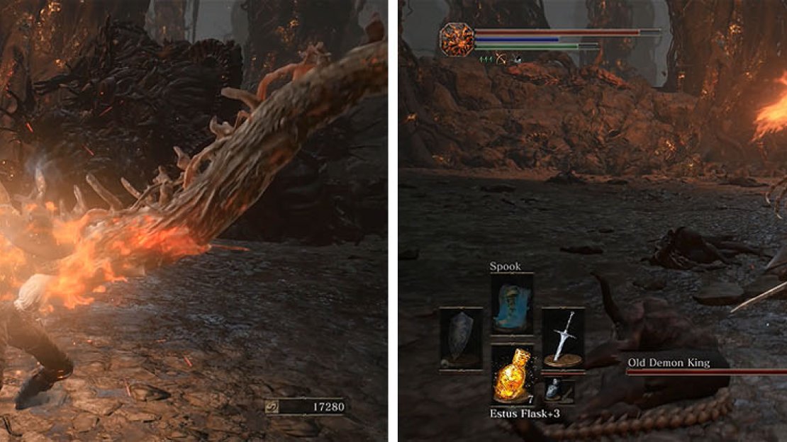 Strike the Old Demon King from behind to avoid the majority of his attacks, easily done if you have NPCs in the battle, since most of his attacks occur at the front.