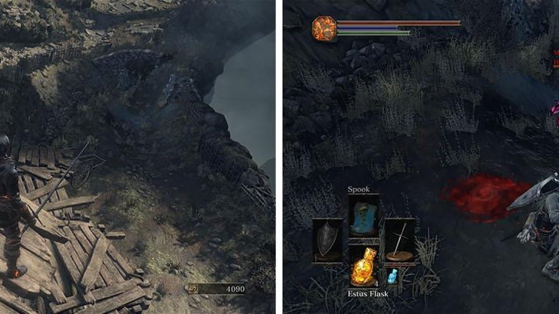 The Dilapidated Bridge area has a bunch of items and the Dark Spirit Hodrick.