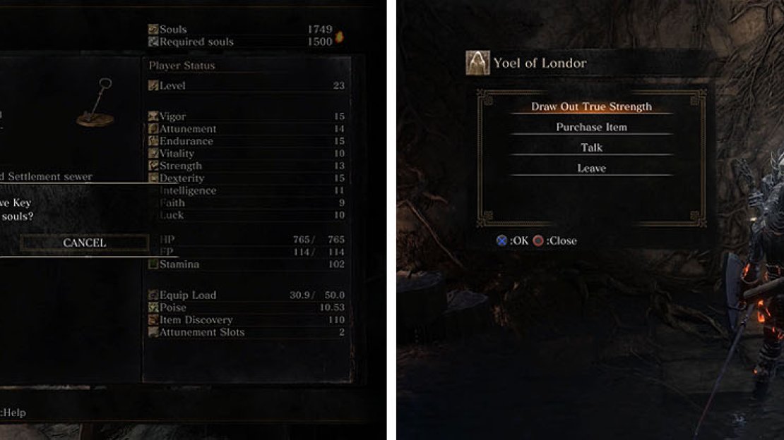 Purchase the Grave Key and check if you can use Draw Out Strength from Yoel.