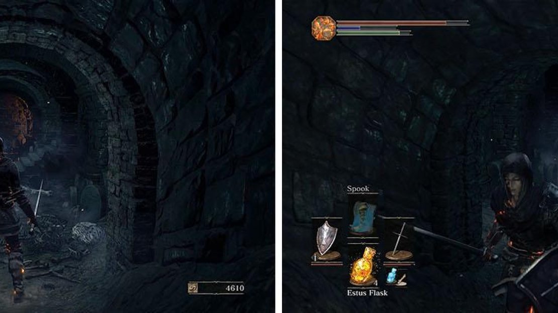 The next tunnel is a trap, with a skeleton spawning in front and behind you.