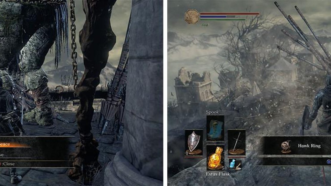 Make Peace with the Giant or defeat it to obtain the Hawk Ring.