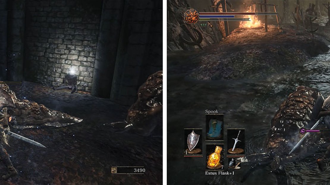 There are slugs around the corner, near a treasure, as well as hidden in the poisonous swamp that makes up Farron Keep.