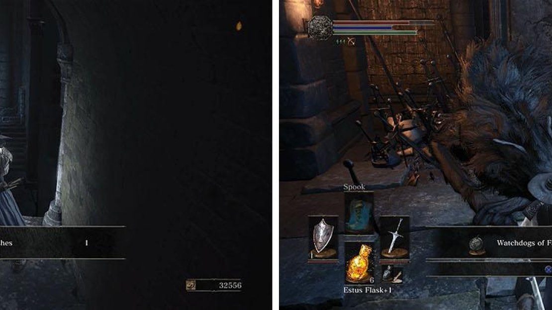 Reveal the path with ashes (left) and then join the Watchdogs covenant (right).