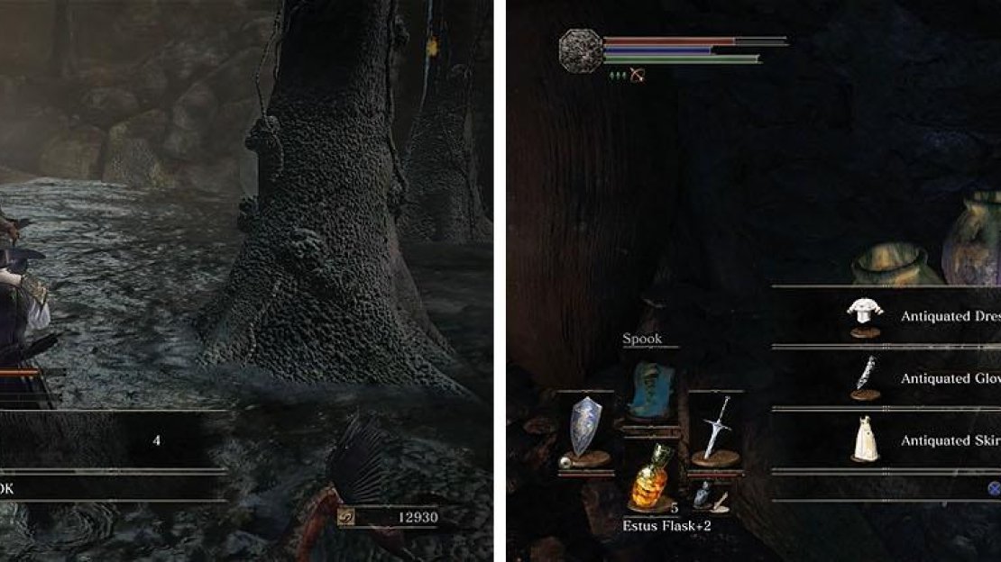 Near the Repair Powder you’ll find a cave with a scroll and the Antiquated armor.