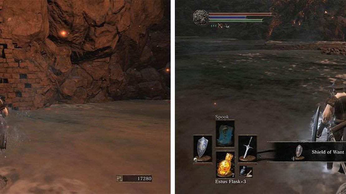 Head toward the far wall, which can be blown to bits with to find a ring, and then collect the remaining items in the open.
