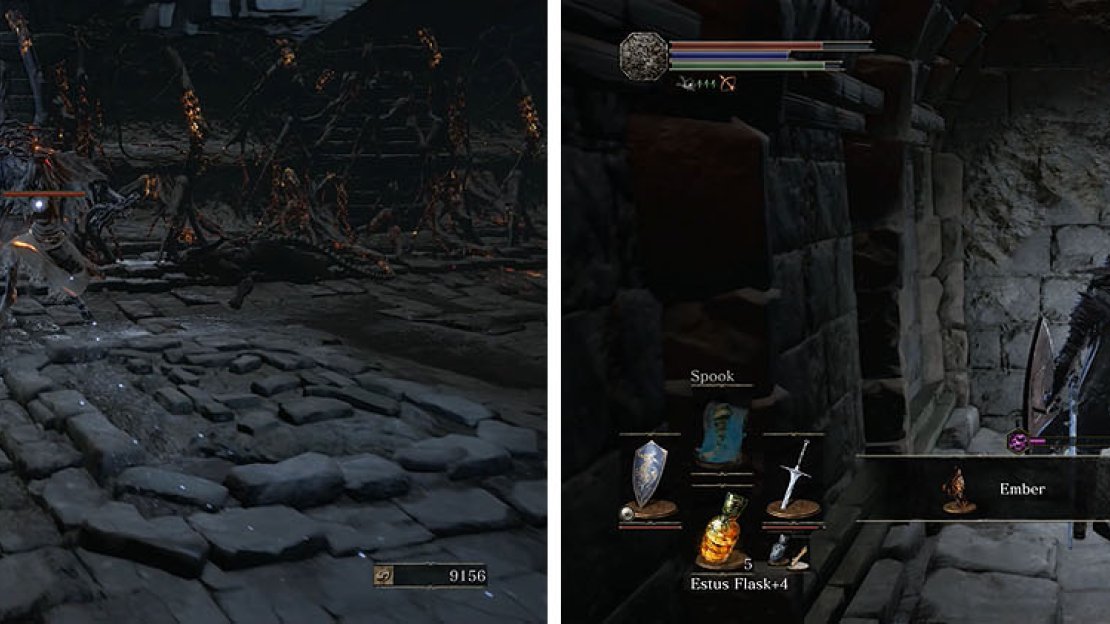 Defeat the Ghru and make sure to get the Ember in the small tunnel.