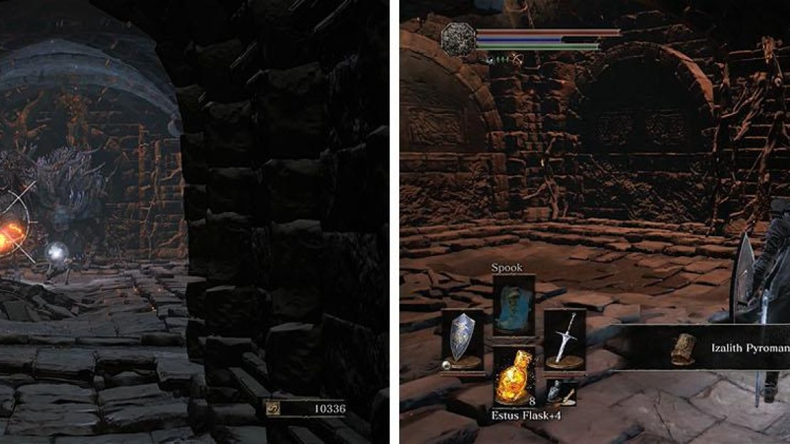 Defeat the Ghru in the room straight ahead before grabbing the Pyromancy Tome.