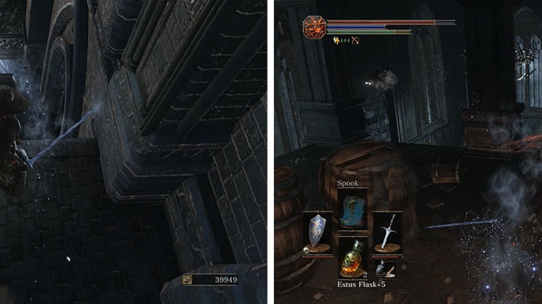 Drop off the ledge outside the buidling and take the ladder to the second floor.