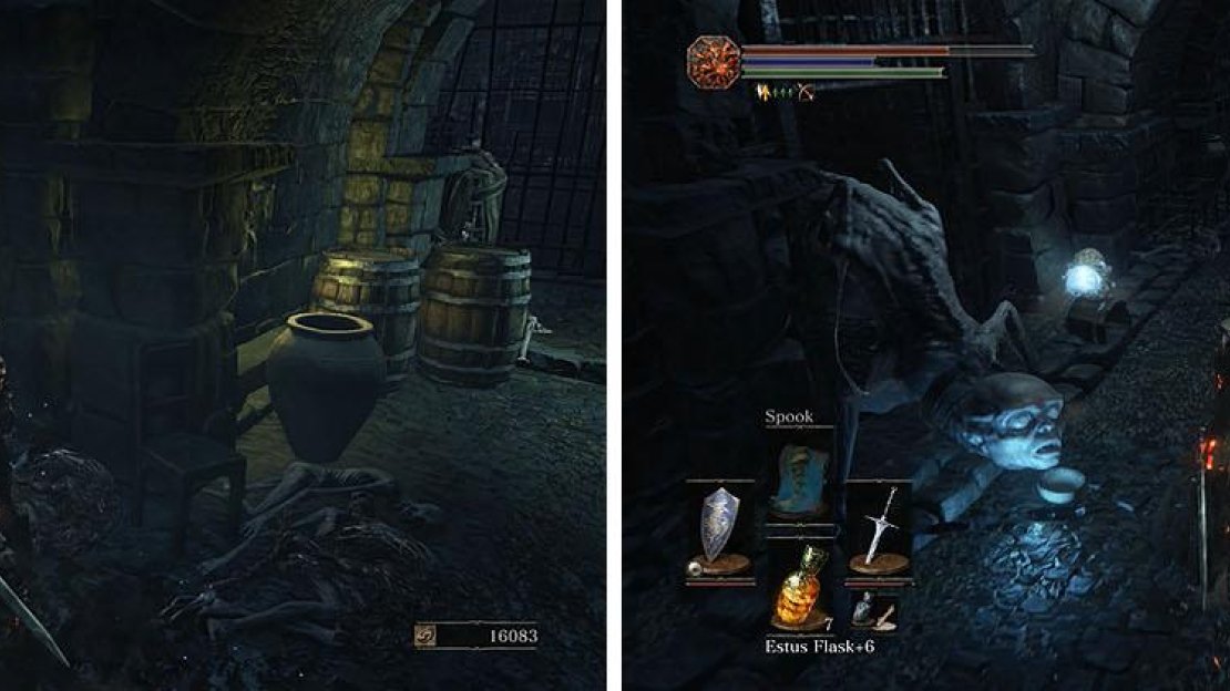There is a Wretch waiting in the cell with the gem and near the Crystal Lizard.