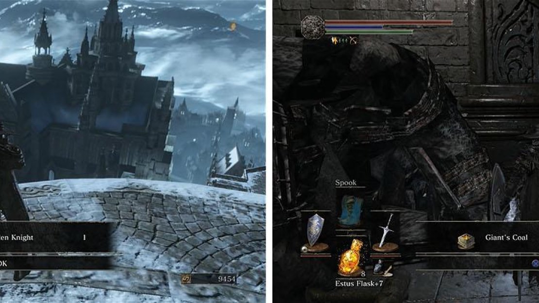 Collect the two souls outside and then enter the side door with a Giant’s Coal.