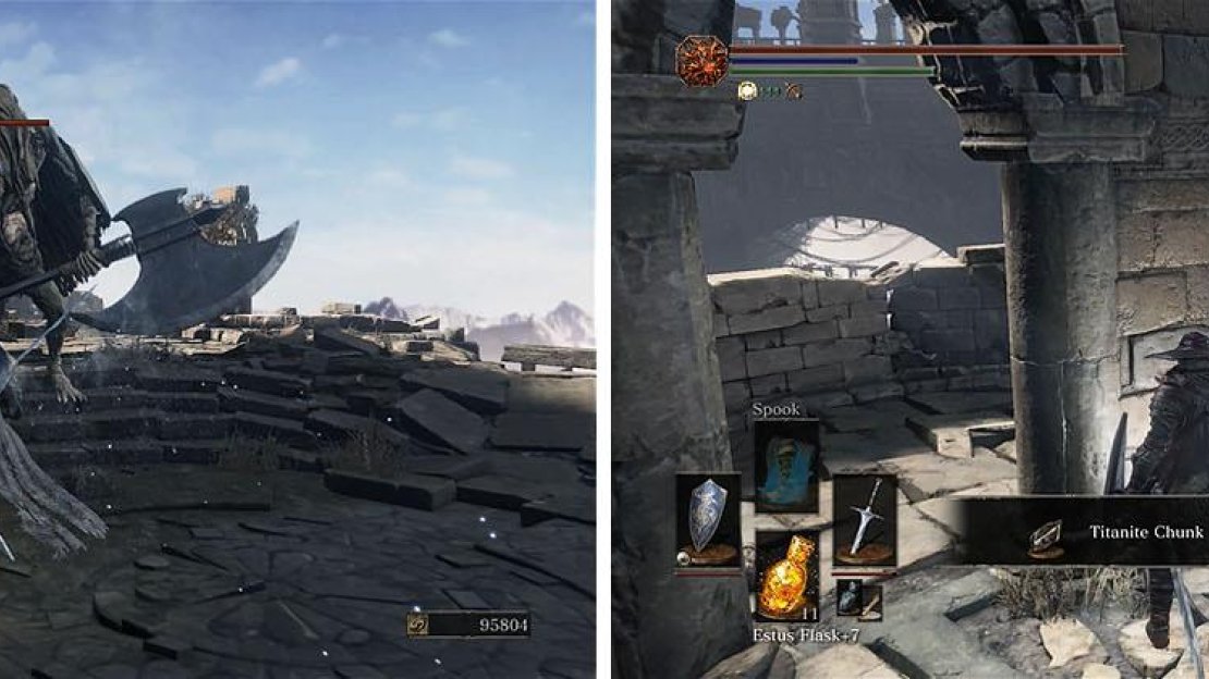 Fight the Large Serpent-man on the roof, away from the other enemies, and then collect the Titanite Chunks.