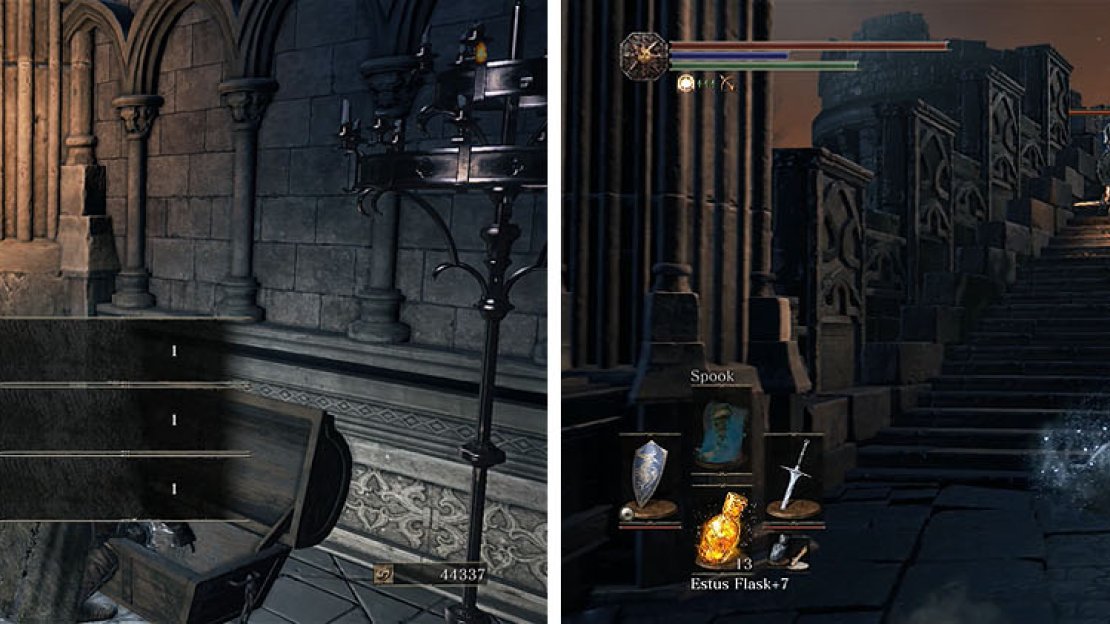 Don’t miss the armor set and then defeat the numerous Hollow Soldiers beyond.