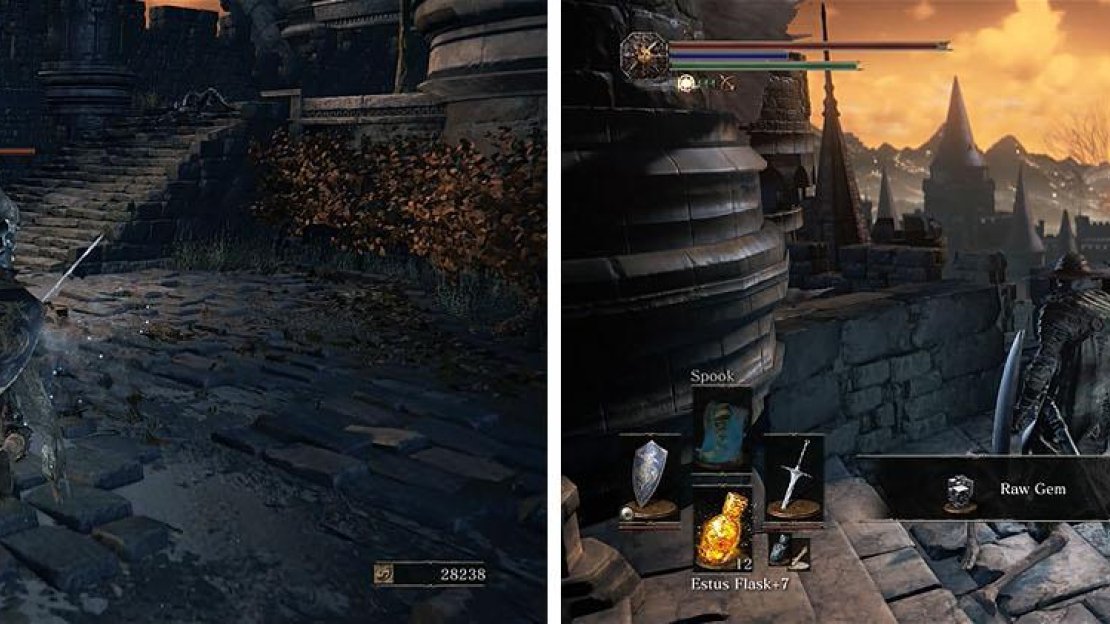 Defeat the two Large Hollow Soldiers and then head inside for some more items.