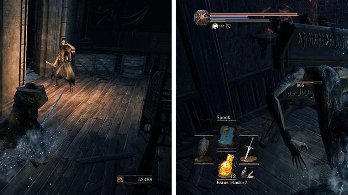 Watch out for the Hollow Soldier carrying a lantern and don’t miss the Mimic.