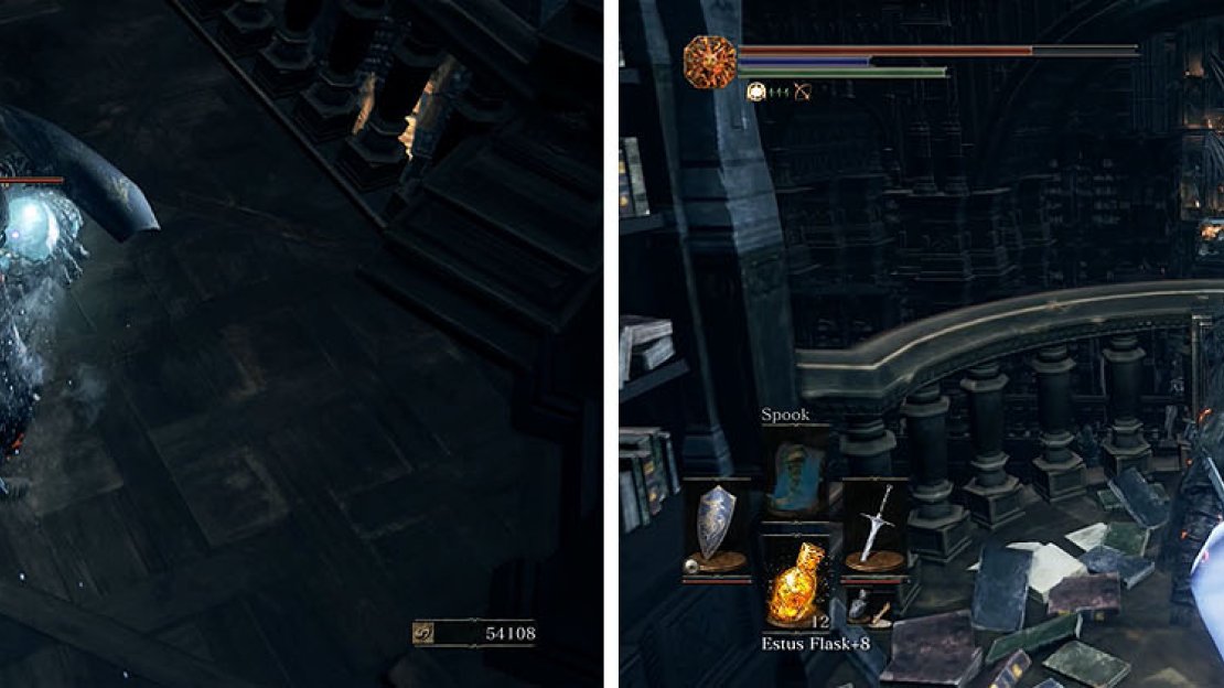 Rush the Crystal Lizard and then pull the level between the two bookshelves.