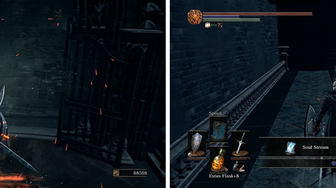There is a hidden room with a Boreal Outrider Kinght and the Soul Stream spell.