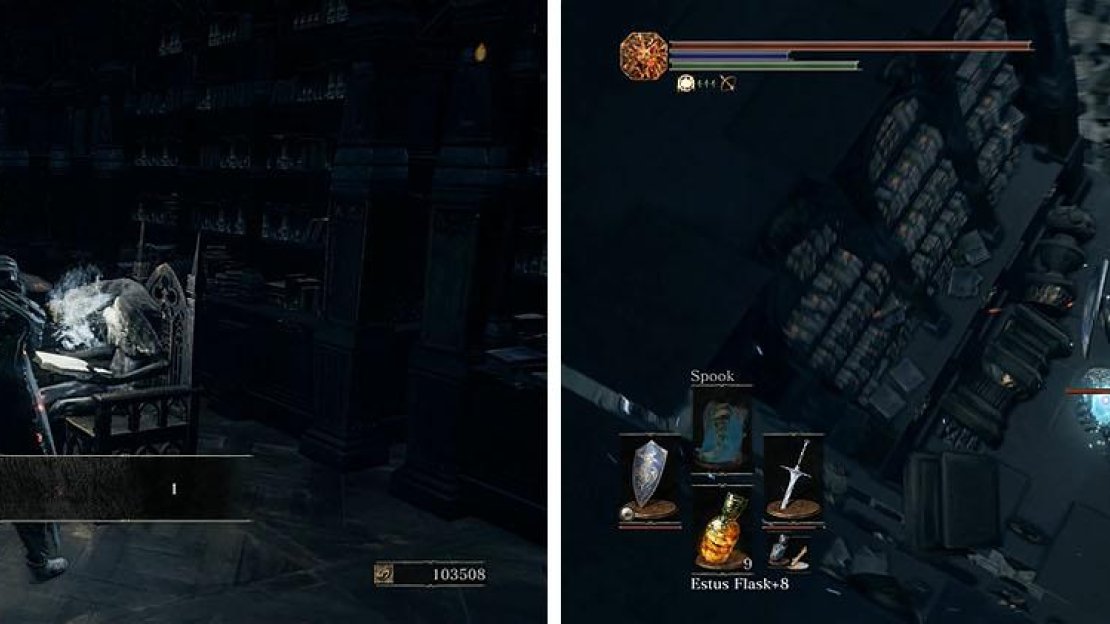 Pull the lever to create a shortcut with a ring (left) and then cross the bridge and drop off for a Crystal Lizard (right).