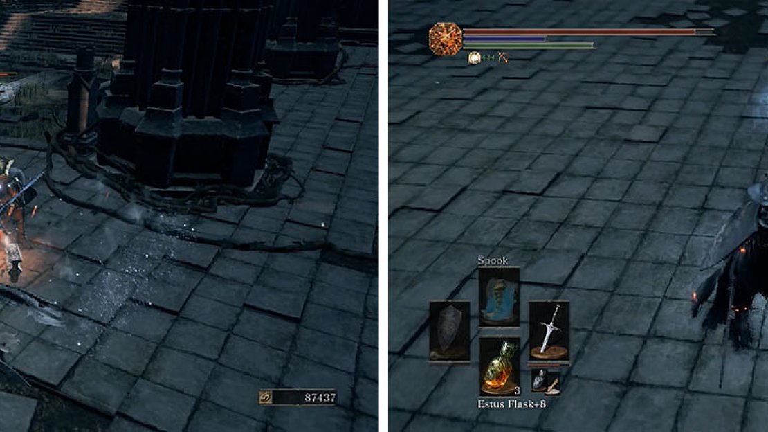 The unkindled with the greataxe will rush you and should be taken out first, followed by the sorcerer since she is more dangerous than a few arrows.