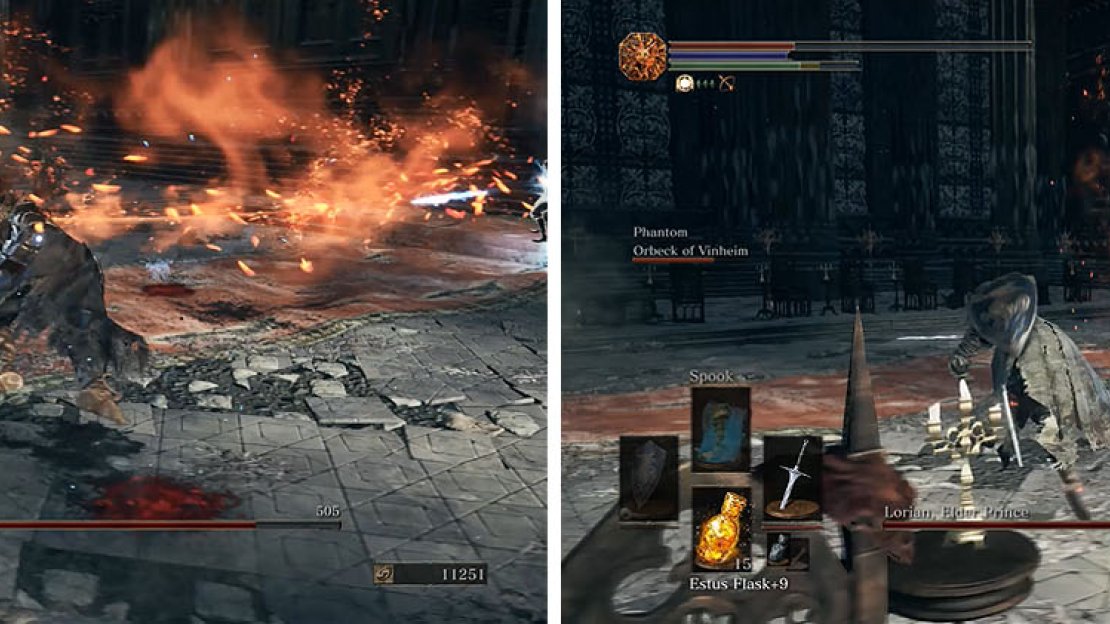 Roll through the majority of Lorian’s attacks, but be wary when he rises to his feet and slams him blade downward in a flash of light.