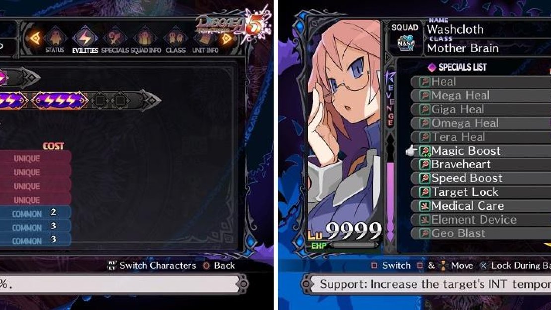 Angel Song is a necessity for all of your support characters (left). Your Professor’s Magic Boost should be maxed out at the Skill Shop (right).