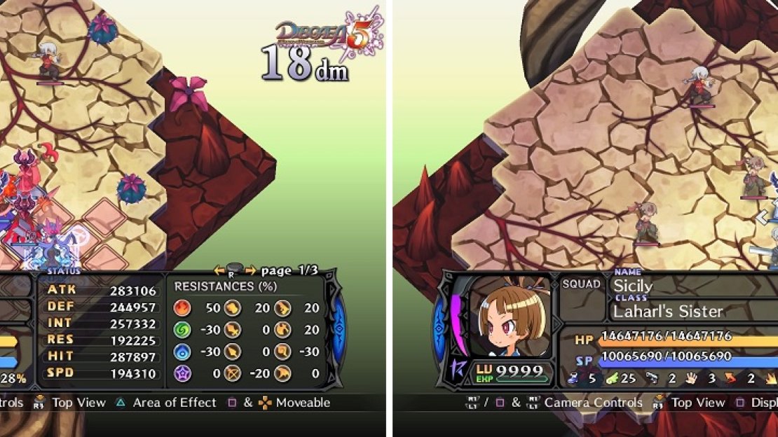 Licensed Caregiver allows you to use an item on five characters at once (left). If you have the DLC, Sicily makes the best tank character in the game (right).