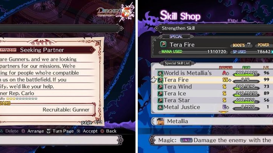 The biggest Quests to do will unlock new character classes (left). Be careful of upgrading a skill’s power too much, as the SP cost will be extremely high (right).