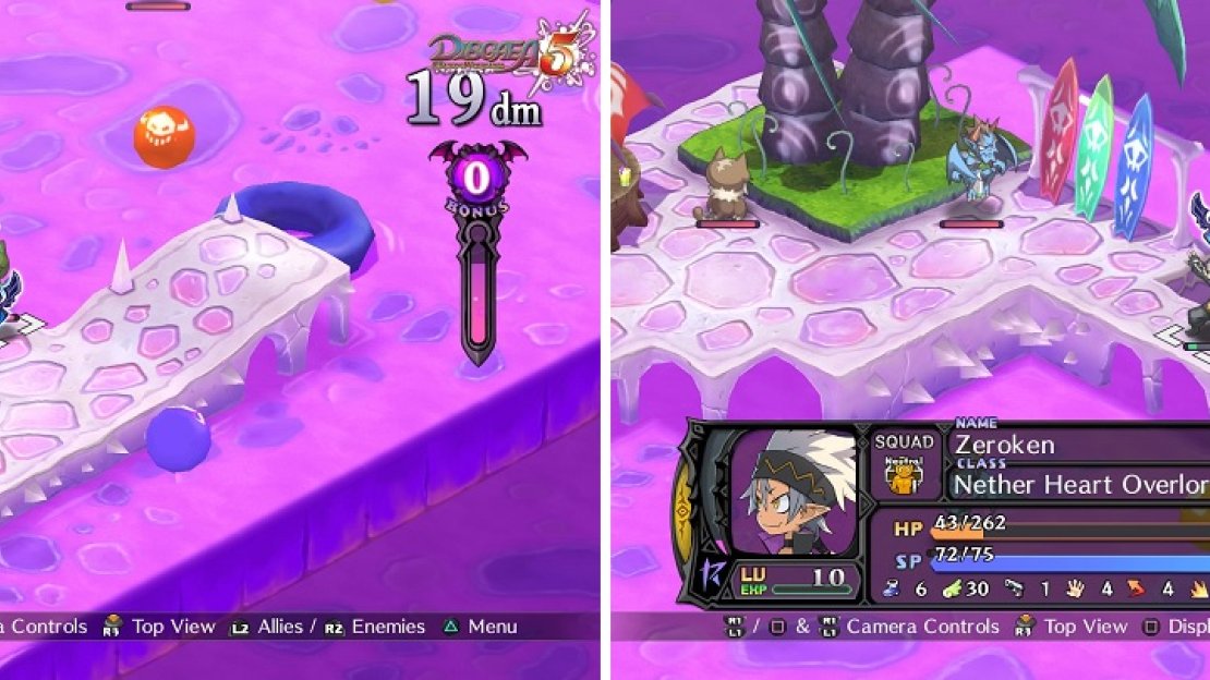 Unless they are flying units, both friends and foes will be poisoned by standing in the purple liquid (left). It’s likely the neutral NPC here will take out a few enemies (right) before perishing himself.