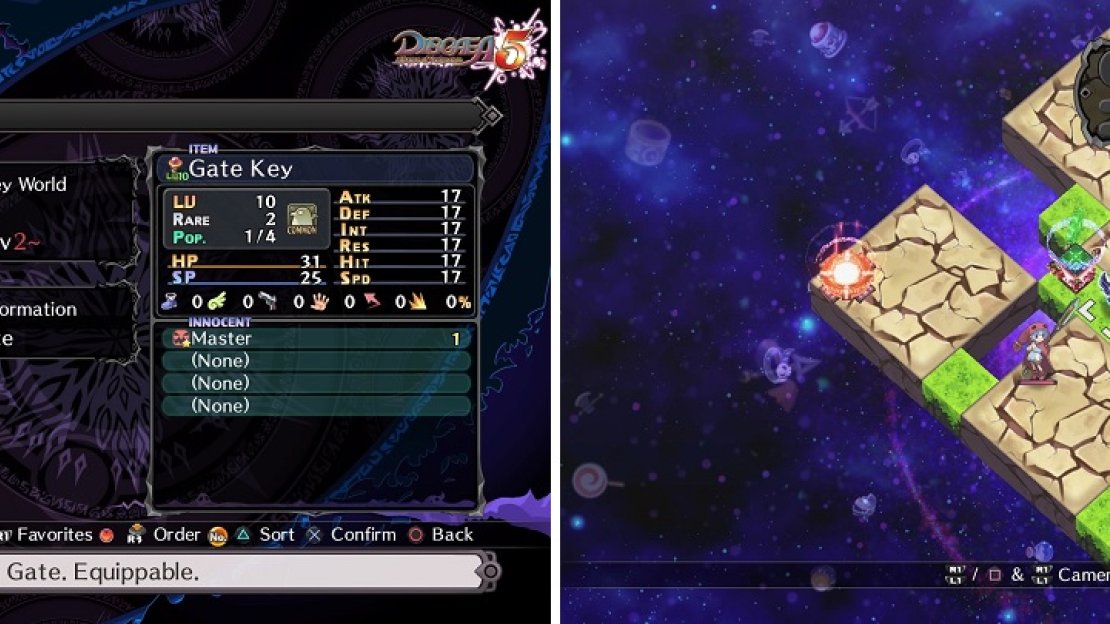You’ll need to level up the Gate Key to 10 before you can unlock the final map (left). The Item World is completely random on every visit (right), so you never know what to expect.