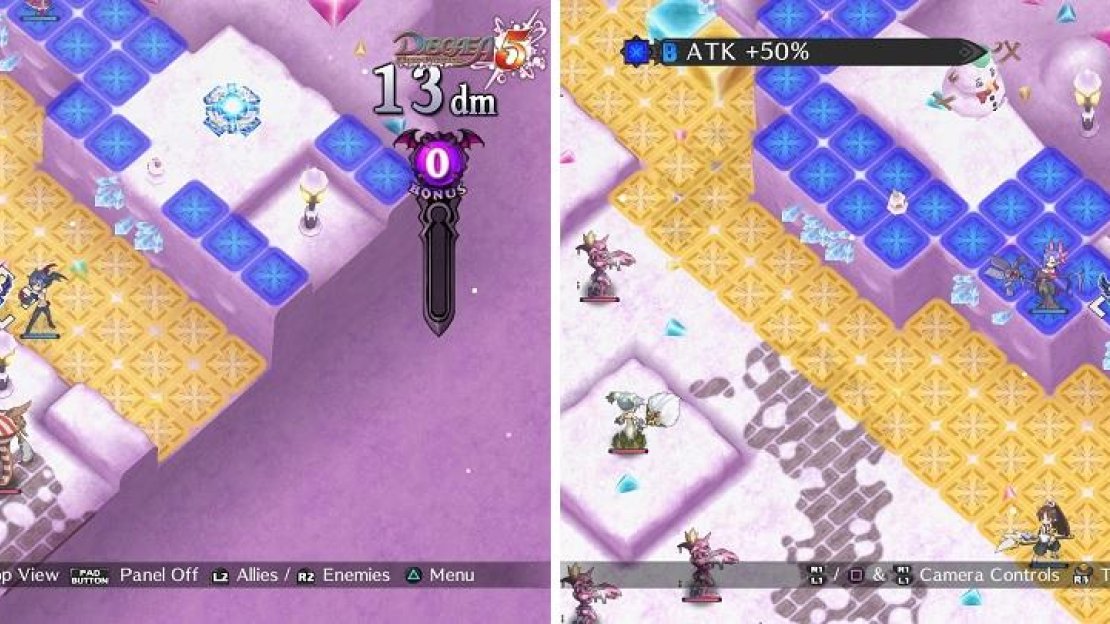 Melee characters should be using the DEF +50% panels (left), while ranged attackers should stand on the ATK +50% panels (right).