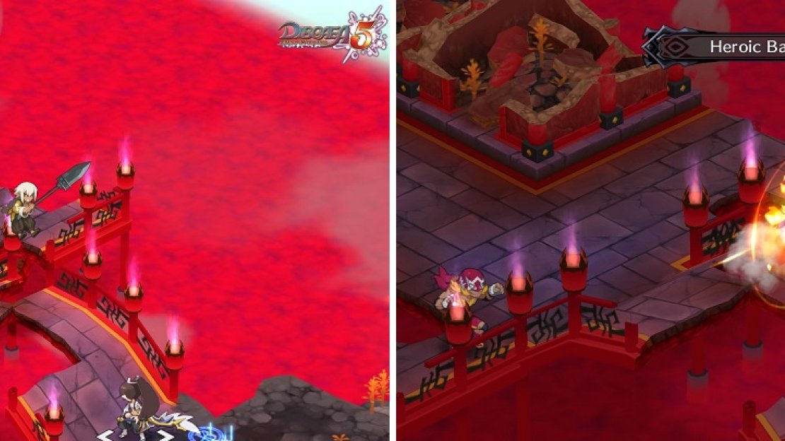The Wrestlers will toss the other characters across the gaps (left). They also have a special move where they end up lifting your character (right).