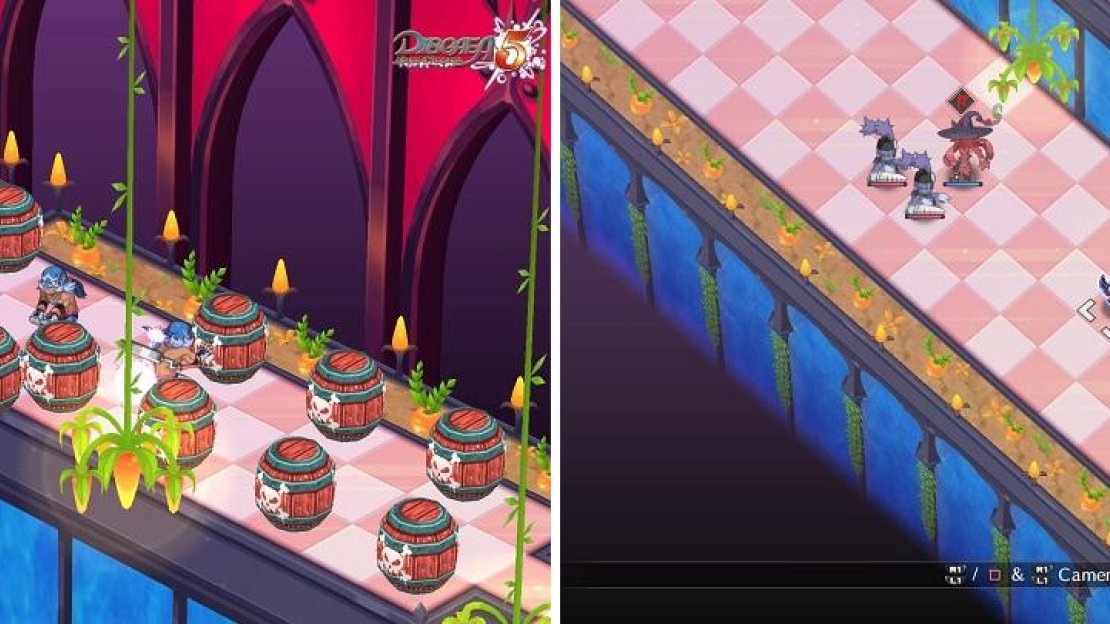 Not only do the Wrestlers toss the bomb barrels down at you (left), but the Maids will drop down to perform a pincer attack (right).