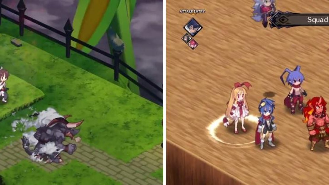 The Lady Samurai will have extra stats from the two Twin Dragons Magichanging with her (left). Don’t forget that Squad Attack hits all enemies that are in a squad together (right).