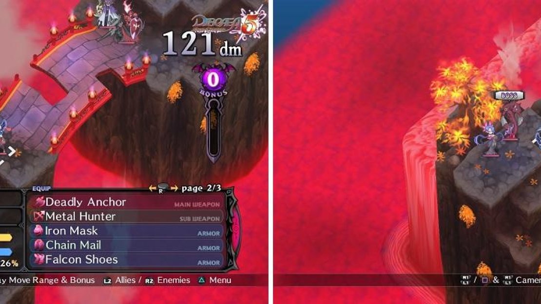 The two enemies closest to the Base Panel have a bow as their subweapon (left). Be mindful of the ranged artillery at the top of the map (right).