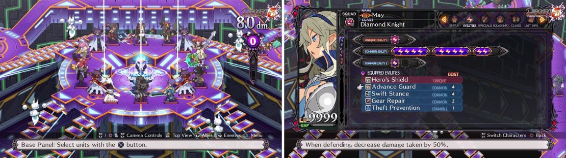 The Base Panel is surrounded by a bunch of enemies (left), including yet another Diamond Knight (right), who should be your first target.