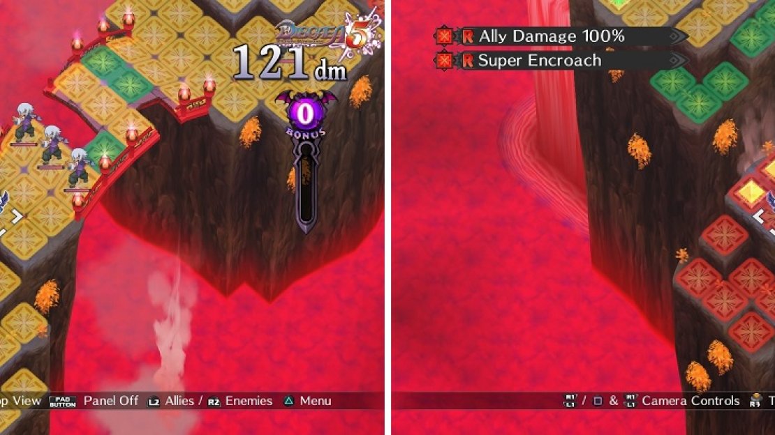 Ranged characters are not particularly useful on this map (left). Even more worrisome is the combined effects of Ally Damage and Super Encroach (right).