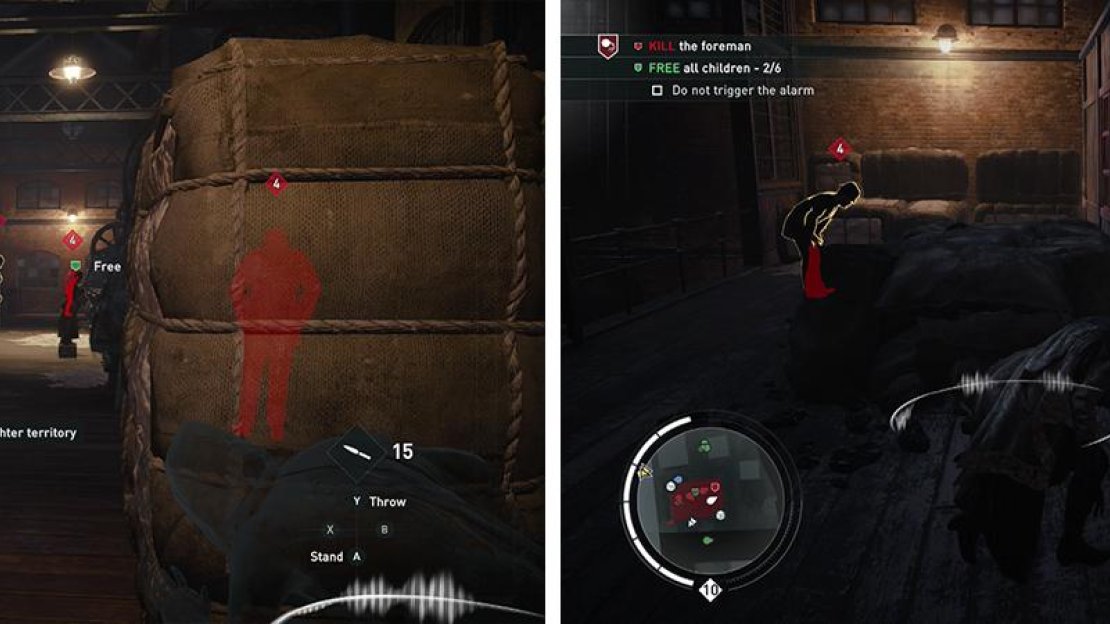 Disabling the alarm bell will make things easier (left). Afterwards kill the foreman (right).
