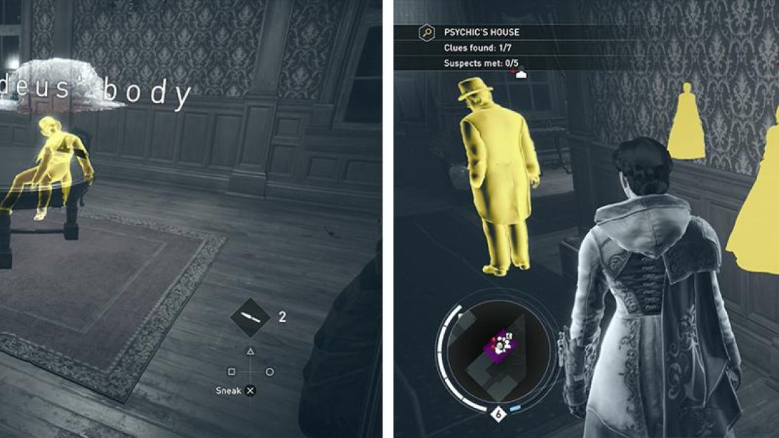 Inspect the body (left) and then the Psychic’s House (right).