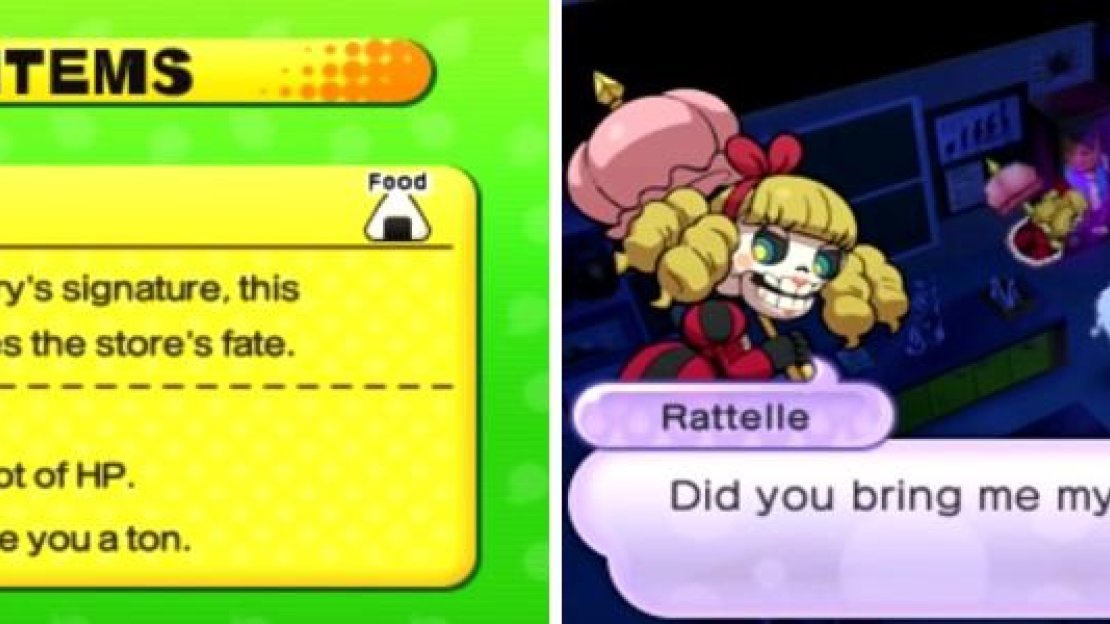 The summer festival is a great place to buy food (left). Rattelle will join you after you get her rib back (right).